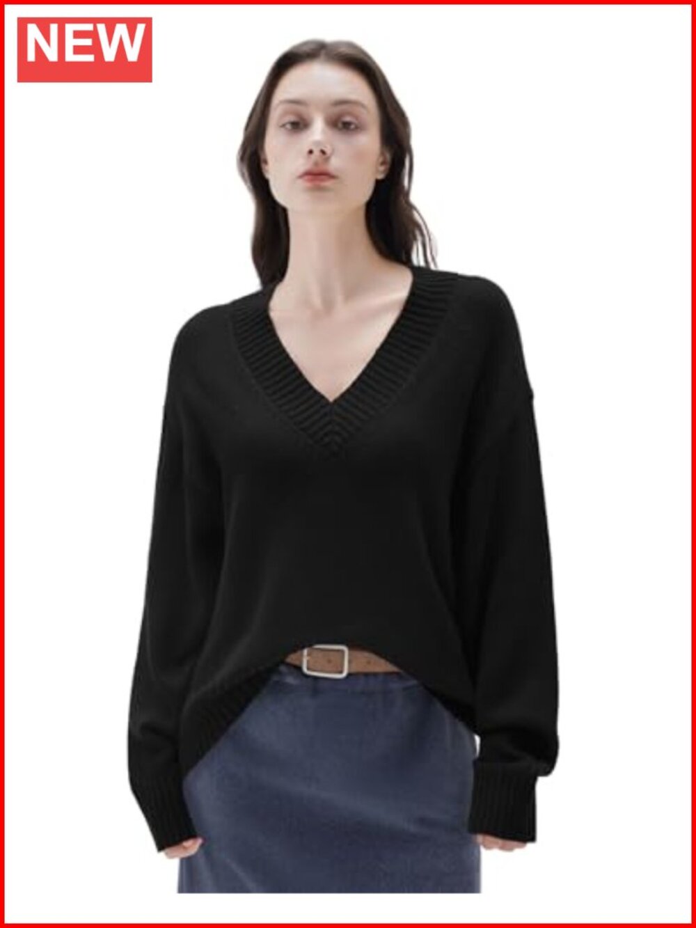 Cashmere Blend V Neck Oversized Long Sleeve Pullover Sweater